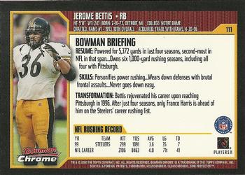 2000 Bowman Chrome #111 Jerome Bettis Back