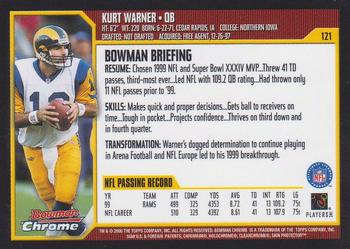 2000 Bowman Chrome #121 Kurt Warner Back