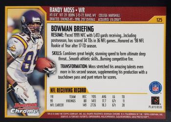 2000 Bowman Chrome #125 Randy Moss Back