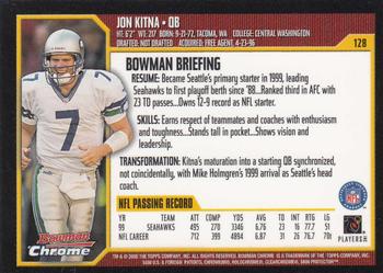 2000 Bowman Chrome #128 Jon Kitna Back