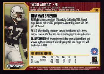 2000 Bowman Chrome #132 Tyrone Wheatley Back