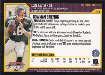 2000 Bowman Chrome #143 Cory Sauter Back