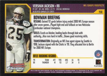 2000 Bowman Chrome #150 Vershan Jackson Back