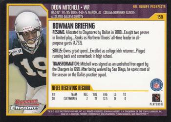 2000 Bowman Chrome #159 Deon Mitchell Back