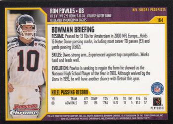 2000 Bowman Chrome #164 Ron Powlus Back