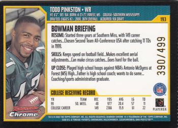 2000 Bowman Chrome #193 Todd Pinkston Back