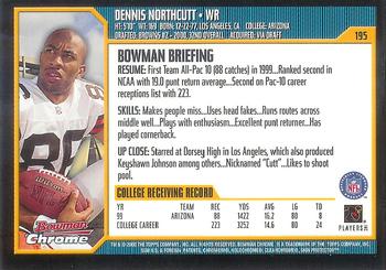 2000 Bowman Chrome #195 Dennis Northcutt Back
