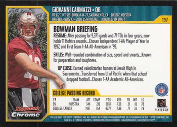 2000 Bowman Chrome #197 Giovanni Carmazzi Back