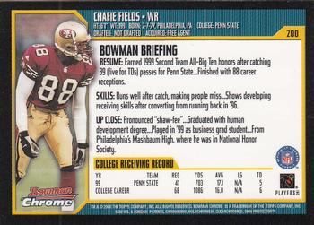 2000 Bowman Chrome #200 Chafie Fields Back