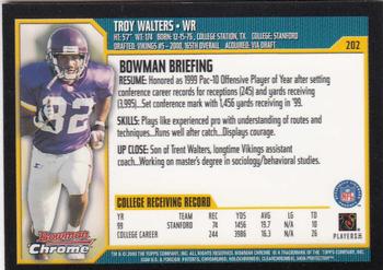 2000 Bowman Chrome #202 Troy Walters Back