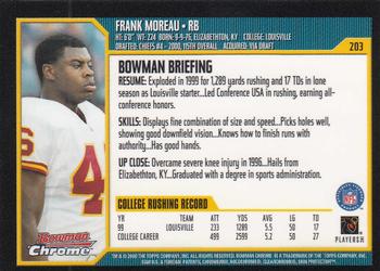 2000 Bowman Chrome #203 Frank Moreau Back