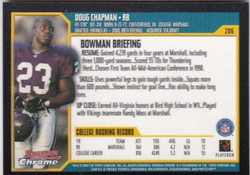 2000 Bowman Chrome #206 Doug Chapman Back