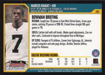2000 Bowman Chrome #207 Marcus Knight Back
