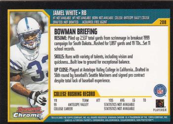 2000 Bowman Chrome #208 Jamel White Back