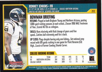 2000 Bowman Chrome #212 Ronney Jenkins Back