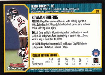 2000 Bowman Chrome #218 Frank Murphy Back