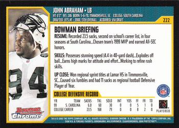 2000 Bowman Chrome #222 John Abraham Back