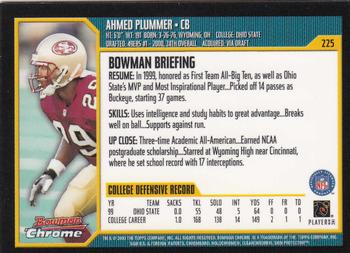 2000 Bowman Chrome #225 Ahmed Plummer Back