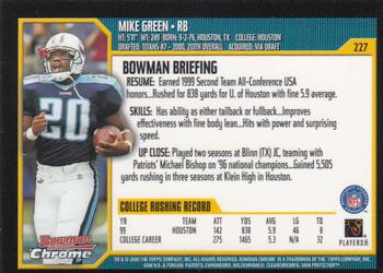 2000 Bowman Chrome #227 Mike Green Back