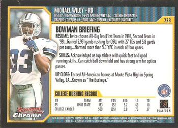 2000 Bowman Chrome #228 Michael Wiley Back
