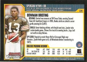 2000 Bowman Chrome #229 Spergon Wynn Back