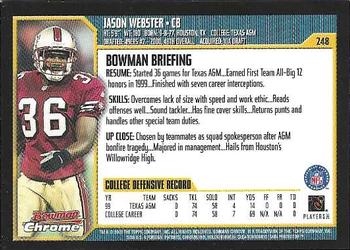 2000 Bowman Chrome #248 Jason Webster Back