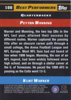 2000 Bowman's Best #100 Kurt Warner / Peyton Manning Back