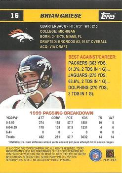 2000 Bowman's Best #16 Brian Griese Back