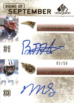 2007 SP Chirography - Signs of September Dual Autographs Gold #SSD-GM Brandon Meriweather / Michael Griffin Front