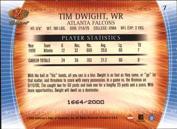 2000 Collector's Edge Masters #7 Tim Dwight Back