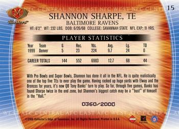 2000 Collector's Edge Masters #15 Shannon Sharpe Back