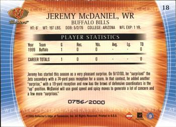 2000 Collector's Edge Masters #18 Jeremy McDaniel Back