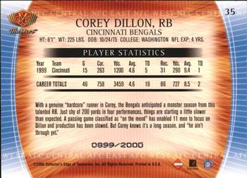 2000 Collector's Edge Masters #35 Corey Dillon Back