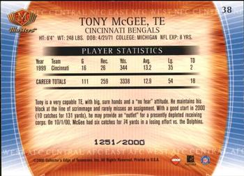 2000 Collector's Edge Masters #38 Tony McGee Back