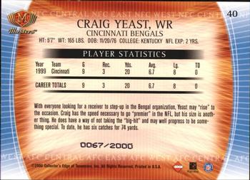 2000 Collector's Edge Masters #40 Craig Yeast Back