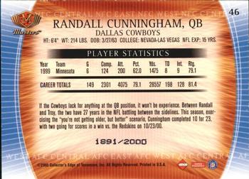 2000 Collector's Edge Masters #46 Randall Cunningham Back
