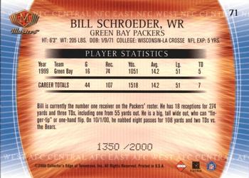 2000 Collector's Edge Masters #71 Bill Schroeder Back