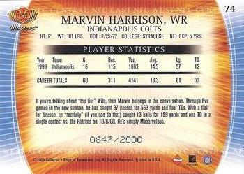 2000 Collector's Edge Masters #74 Marvin Harrison Back