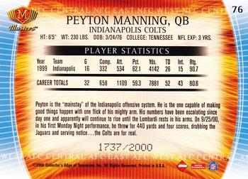 2000 Collector's Edge Masters #76 Peyton Manning Back
