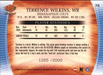 2000 Collector's Edge Masters #78 Terrence Wilkins Back