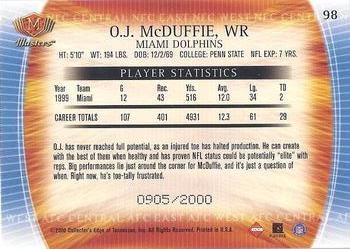 2000 Collector's Edge Masters #98 O.J. McDuffie Back