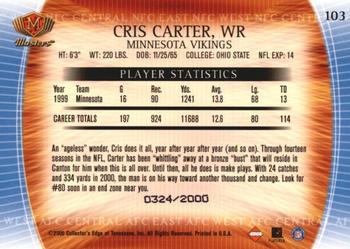 2000 Collector's Edge Masters #103 Cris Carter Back