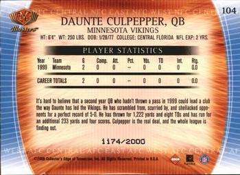 2000 Collector's Edge Masters #104 Daunte Culpepper Back