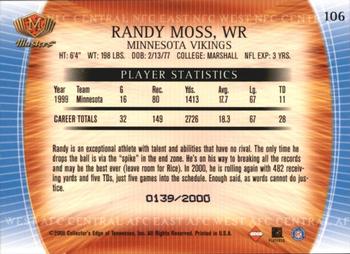 2000 Collector's Edge Masters #106 Randy Moss Back