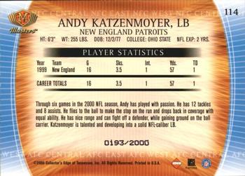 2000 Collector's Edge Masters #114 Andy Katzenmoyer Back