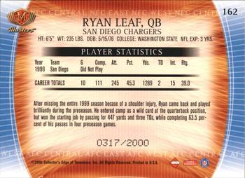 2000 Collector's Edge Masters #162 Ryan Leaf Back