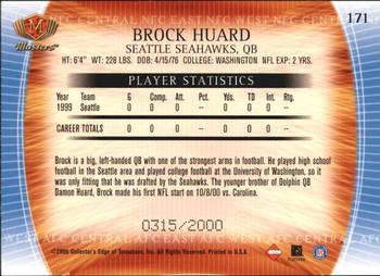 2000 Collector's Edge Masters #171 Brock Huard Back