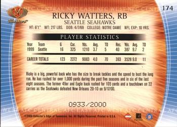 2000 Collector's Edge Masters #174 Ricky Watters Back