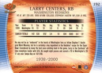 2000 Collector's Edge Masters #192 Larry Centers Back