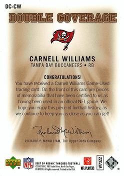 2007 SP Rookie Threads - Double Coverage #DC-CW Carnell Williams Back